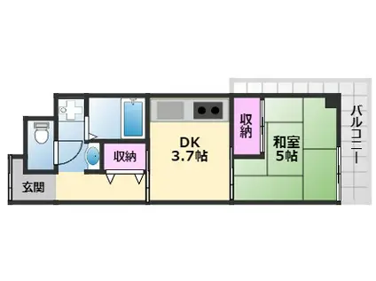 クリーンハイツ・助松(1DK/2階)の間取り写真