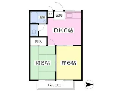 カーサ・ジュネス(2DK/2階)の間取り写真