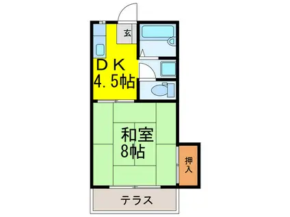 ダイワハイツ下辺見(1DK/1階)の間取り写真