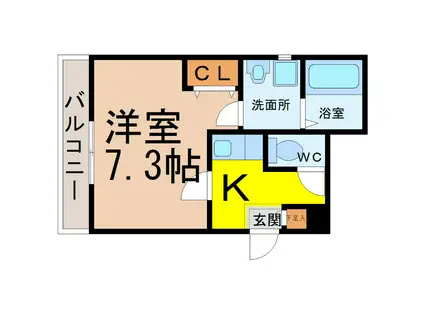 アマーレ松原(1K/1階)の間取り写真