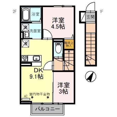 匠乃館 F(2DK/2階)の間取り写真