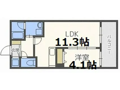 アルファタワー札幌南4条(1LDK/14階)の間取り写真