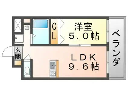 第1関根マンション(1LDK/7階)の間取り写真