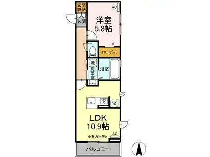 TKハイム(1LDK/3階)の間取り写真