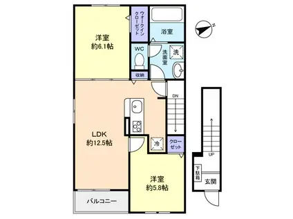 大和田新田アパート(2LDK/2階)の間取り写真
