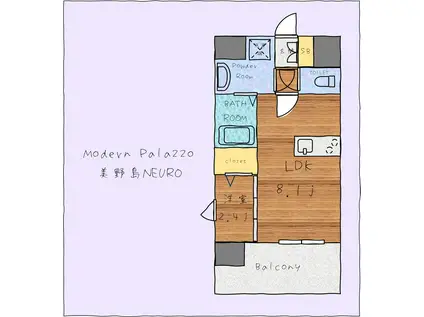 MODERN PALAZZO 美野島NEURO(1LDK/11階)の間取り写真