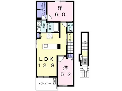ファミーユI(2LDK/2階)の間取り写真
