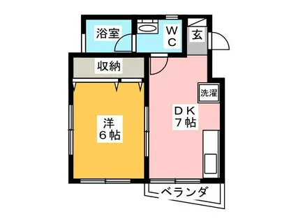 寒川ビル(1DK/3階)の間取り写真