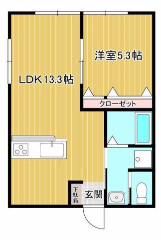 岡本アパート(1LDK/2階)の間取り写真