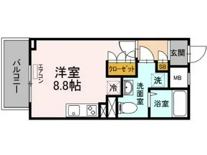 イーストサイドレジデンス(ワンルーム/3階)の間取り写真