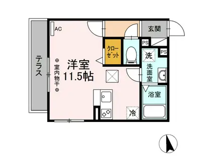 プランドールT・八幡(ワンルーム/1階)の間取り写真