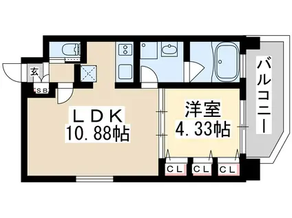 レジディア新大阪Ⅱ(1LDK/2階)の間取り写真