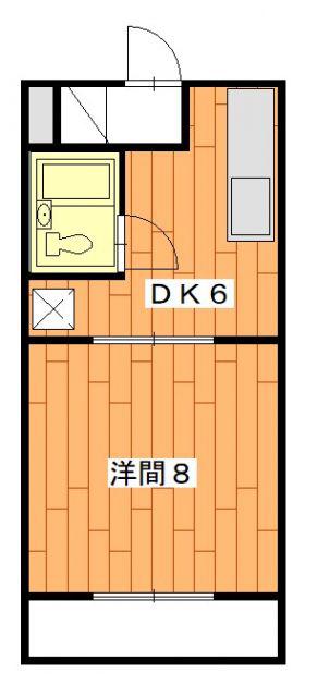 Gハイツ城之崎(1DK/1階)の間取り写真