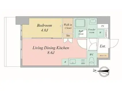 エスリードレジデンス大阪谷町ザ・マークス(1LDK/11階)の間取り写真