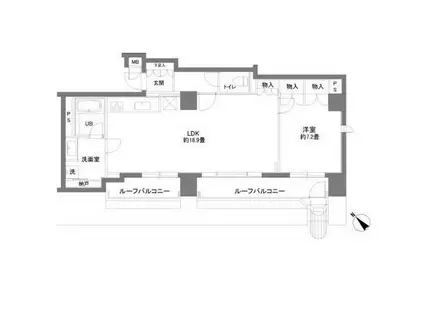 カスタリアお茶の水(1LDK/7階)の間取り写真