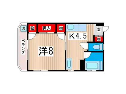 小泉ハイツ(1K/2階)の間取り写真