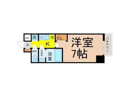 メイクス城西レジデンス(1K/2階)の間取り写真