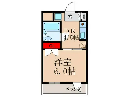 KIYOTAビル(1DK/4階)の間取り写真