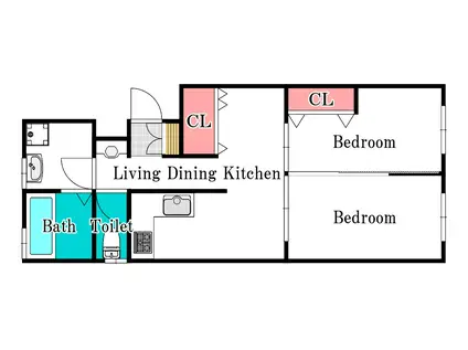 車屋ビル(2LDK/2階)の間取り写真