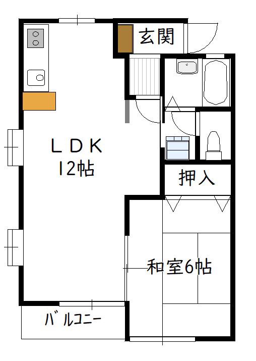 サザンコート(1LDK/1階)の間取り写真