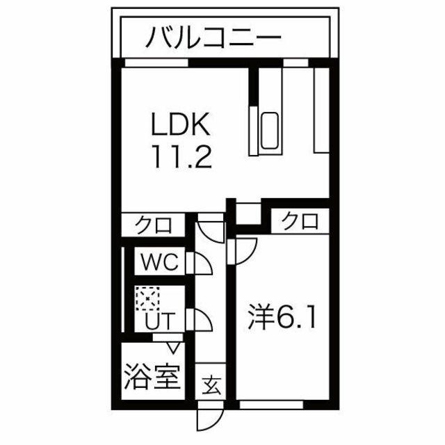 アサヒレジデンス(1LDK/2階)の間取り写真