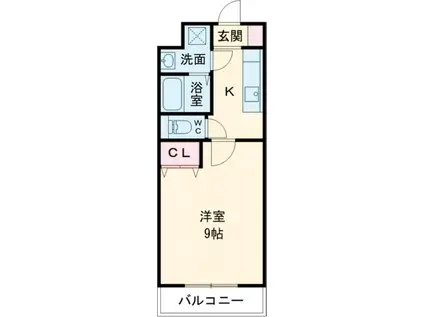 カウベルV(1K/1階)の間取り写真