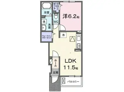 リアン フィルA(1LDK/1階)の間取り写真