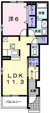 ファイン コルソII(1LDK/1階)の間取り写真