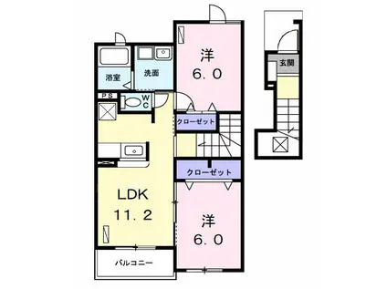 ソレイユVI(2LDK/2階)の間取り写真