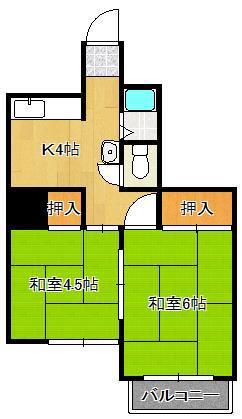 ハイツ奈香緒(2K/2階)の間取り写真