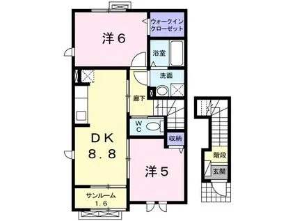 アーバン エル II(2DK/2階)の間取り写真