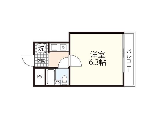 牛田フラッツ(1K/2階)の間取り写真