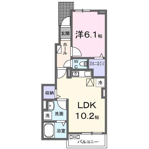 アイリスクルール(1LDK/1階)の間取り写真