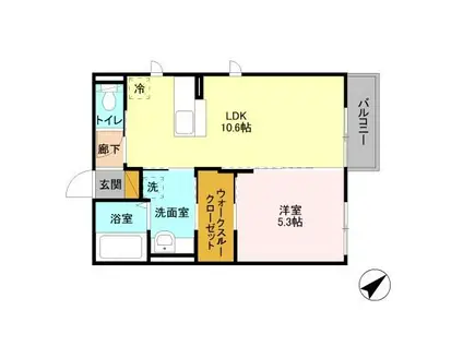 カーサ・エスペランサ(1LDK/2階)の間取り写真