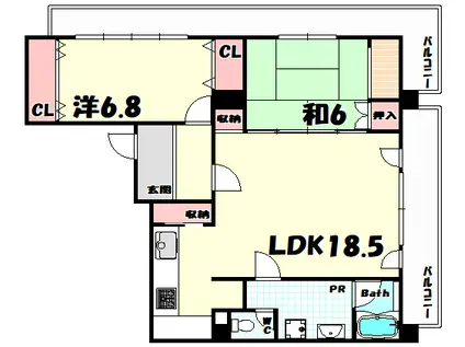 ハーバーズコート(2LDK/8階)の間取り写真