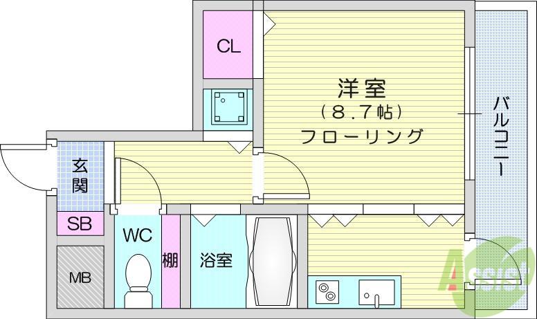 SUM TOMIZAWA(ワンルーム/4階)の間取り写真