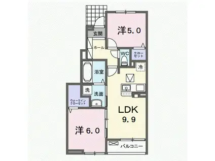 ソラリア ヨコスカ(2LDK/1階)の間取り写真