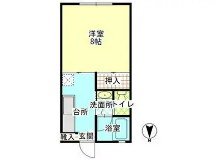 サウスクラウズI(1K/2階)の間取り写真