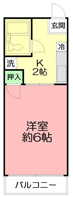 シティハイム開盛II(1K/2階)の間取り写真