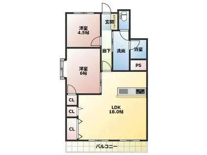 メゾン千秀(2LDK/5階)の間取り写真