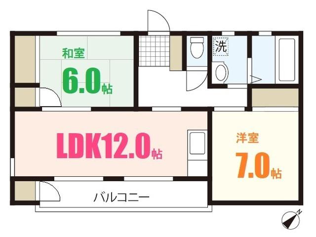 コーポ為広(2LDK/3階)の間取り写真
