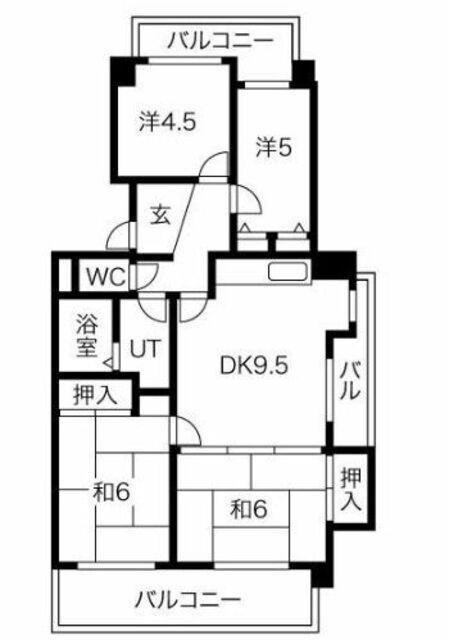 ベルメゾン極楽(4LDK/4階)の間取り写真