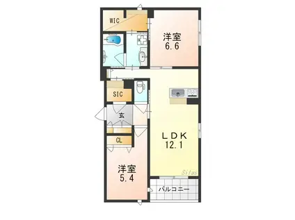 サウスMAISONさくら(2LDK/1階)の間取り写真