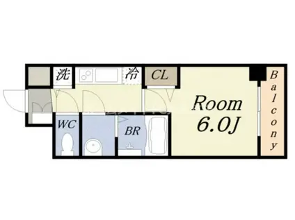 グランカリテ九条南(1K/5階)の間取り写真