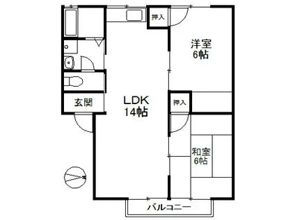 シャルム松原(2LDK/2階)の間取り写真