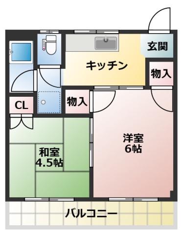 桂マンションI(2K/3階)の間取り写真