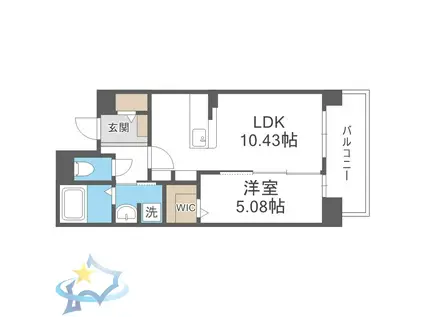 LIBTH桑園(1LDK/4階)の間取り写真