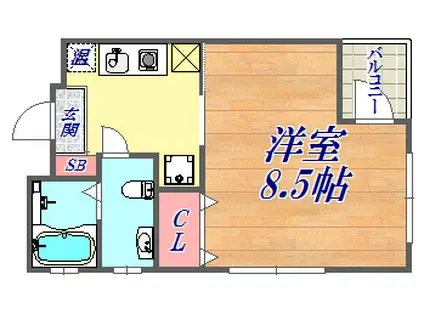 パークハウス磯上(1K/4階)の間取り写真