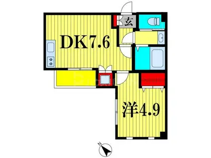 ステイビルII(1DK/4階)の間取り写真