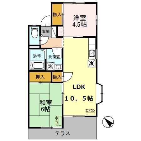 フォアシュピールハイムB(2LDK/1階)の間取り写真